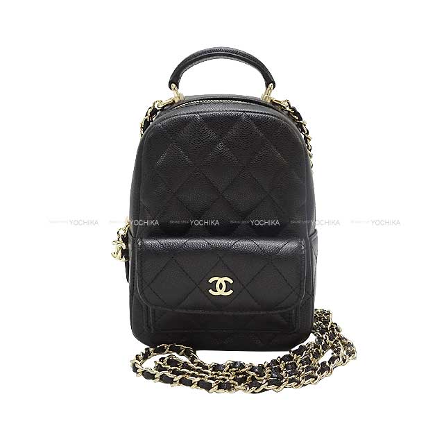 CHANEL Backpack/daypack/Ruck sack Matlasse COCO Mark Chain Card case Noir (Black) Graind Calf(Caviarskin) Champagne Gold HW AP3753[BRAND NEW][Authentic]