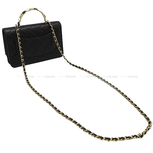 2023AW NEW CHANEL Shoulder bag Matelasse Here Mark Flower Top Steering Wheel Chain Phone Case Back Noir (Black) Lambskin Champagne Gold HW AP3575[EXCELLENT][Authentic]