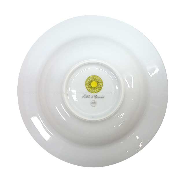 HERMES tableware Set2 Soup Pasta plates 21cm Soleil de Hermes Jaune/Blanc (White) Porcelain[BRAND NEW][Authentic]