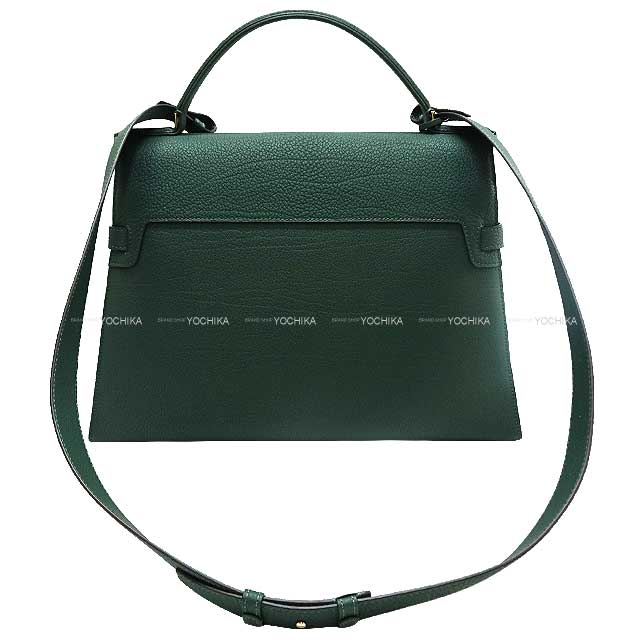 Delvaux Shoulder bag Tempete XL Forest green Derby calf Gold HW AA0632BNV0AZDDO[EXCELLENT][Authentic]