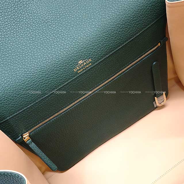 Delvaux Shoulder bag Tempete XL Forest green Derby calf Gold HW AA0632BNV0AZDDO[EXCELLENT][Authentic]