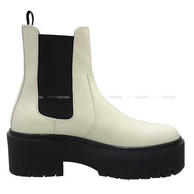 HERMES boots Side Gore Short Harrow Blanc (White) Calfskin 37[BRAND NEW][Authentic]