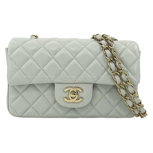 CHANEL Shoulder bag Mini Matelasse 20 Coco Chain Light gray Lambskin Champagne Gold HW A69900[EXCELLENT][Authentic]