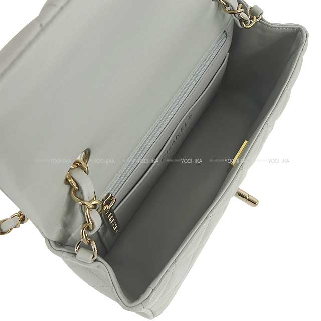 CHANEL Shoulder bag Mini Matelasse 20 Coco Chain Light gray Lambskin Champagne Gold HW A69900[EXCELLENT][Authentic]