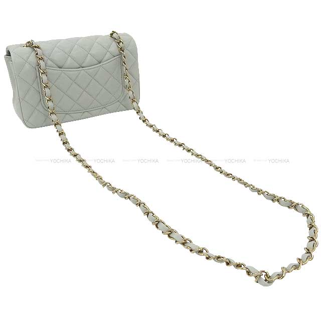 CHANEL Shoulder bag Mini Matelasse 20 Coco Chain Light gray Lambskin Champagne Gold HW A69900[EXCELLENT][Authentic]