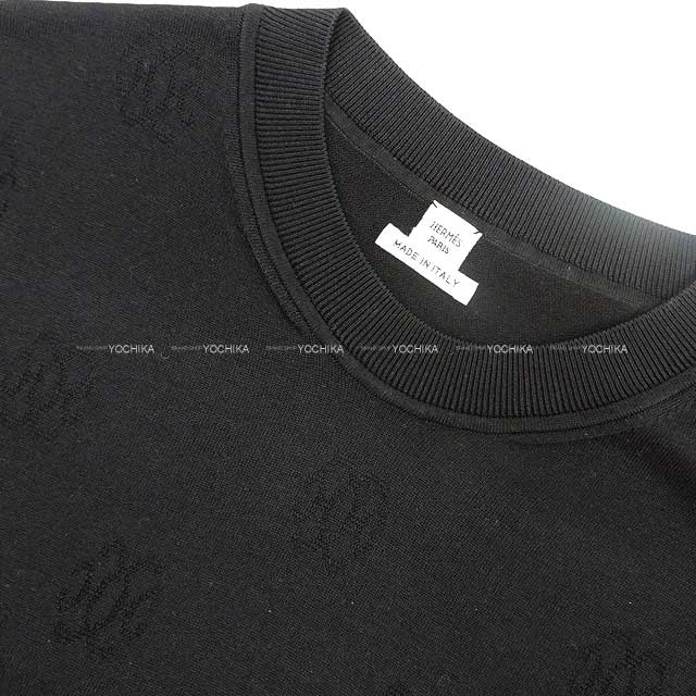 [Pre-loved] HERMES Knit Long Sleeve Sweater Crew Neckline H Lift #38 Noir (Black) Silk 57%/Cotton 43% 38[LIKE NEW][Authentic]