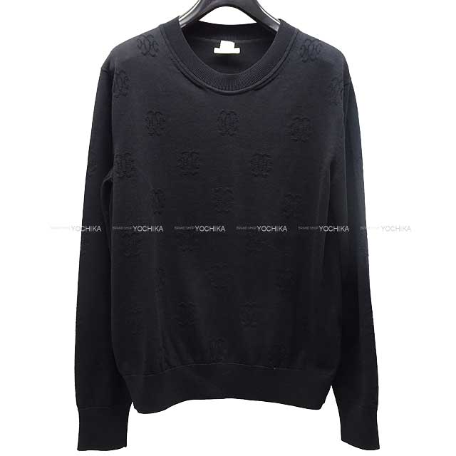 [Pre-loved] HERMES Knit Long Sleeve Sweater Crew Neckline H Lift #38 Noir (Black) Silk 57%/Cotton 43% 38[LIKE NEW][Authentic]