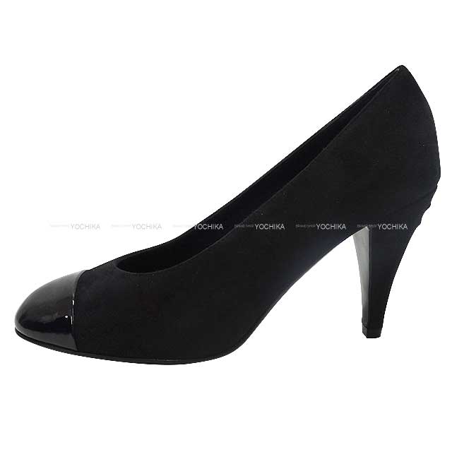 CHANEL pumps heel Coco marks Noir (Black) Suede Leather #35.5 G45126[EXCELLENT][Authentic]