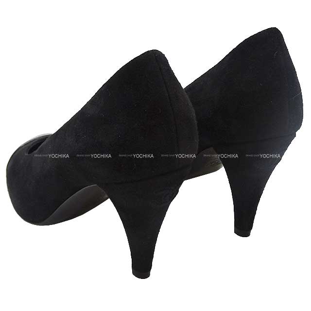 CHANEL pumps heel Coco marks Noir (Black) Suede Leather #35.5 G45126[EXCELLENT][Authentic]