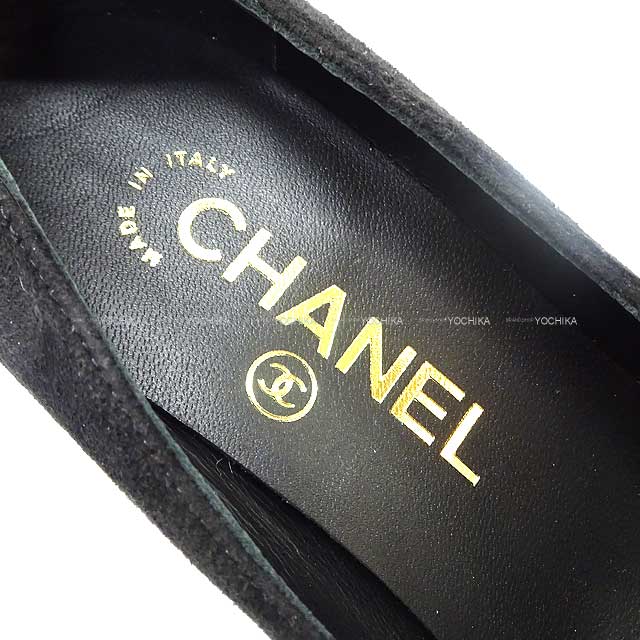 CHANEL pumps heel Coco marks Noir (Black) Suede Leather #35.5 G45126[EXCELLENT][Authentic]