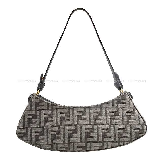 FENDI Shoulder bag O'Lock Swing Grey FF Logo Jacquard Silver Gold HW 8BS068 AL9Q[EXCELLENT][Authentic]