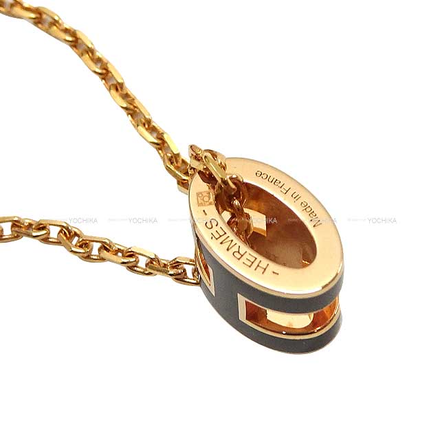 [Pre-loved] HERMES necklace Mini Pop H Noir (Black) Gold Plated Palladium Rose Gold HW[LIKE NEW][Authentic]