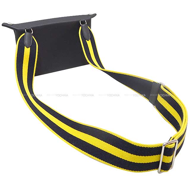 [Pre-loved] HERMES Shoulder bag Cross Body Bag Videpoches H Punching Evelyn Caban/Jaune de Naples Veau Togo /Toile Silver HW Stamp Ｕ[LIKE NEW][Authentic]