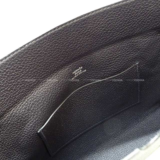 [Pre-loved] HERMES Shoulder bag Cross Body Bag Videpoches H Punching Evelyn Caban/Jaune de Naples Veau Togo /Toile Silver HW Stamp Ｕ[LIKE NEW][Authentic]