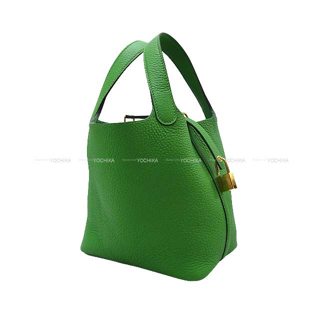 HERMES Handbag Picotin Lock 18 PM Vert Yucca Taurillon Clemence Gold HW Stamp B[BRAND NEW][Authentic]