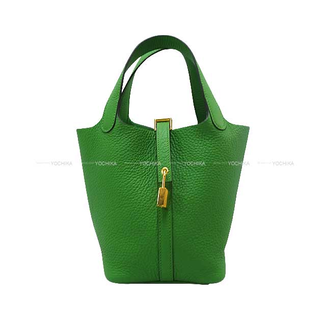 HERMES Handbag Picotin Lock 18 PM Vert Yucca Taurillon Clemence Gold HW Stamp B[BRAND NEW][Authentic]