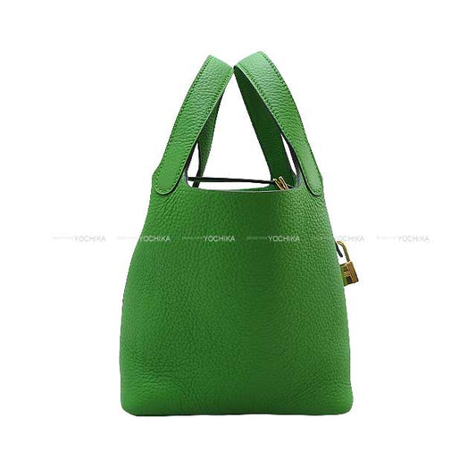 HERMES Handbag Picotin Lock 18 PM Vert Yucca Taurillon Clemence Gold HW Stamp B[BRAND NEW][Authentic]