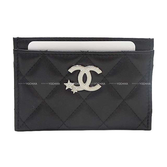 2024 Cruise CHANEL card holder Star Coco Mark Matlasse Noir (Black) Lambskin Silver HW AP3730[BRAND NEW][Authentic]