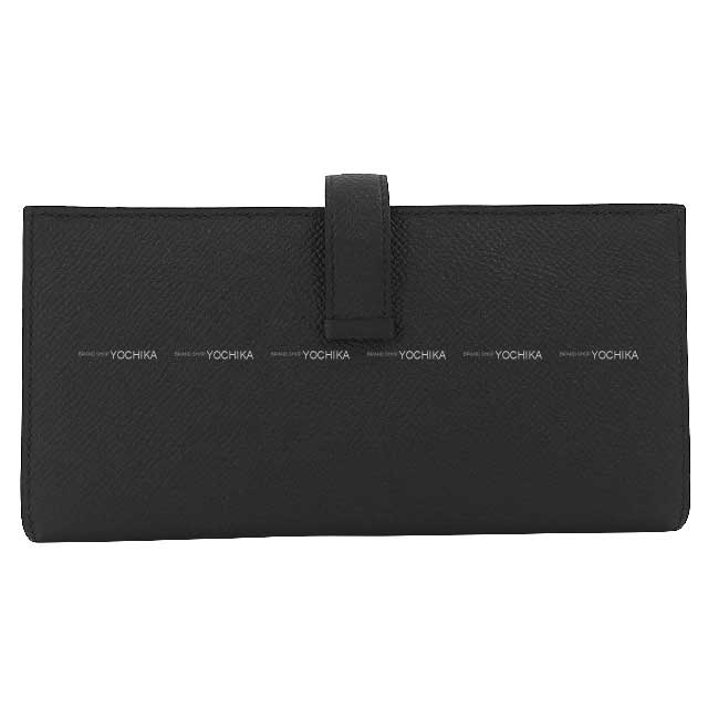 HERMES long wallet Bearn Soufflet So Black Noir (Black) Veau Epsom Black HW Stamp B[EXCELLENT][Authentic]