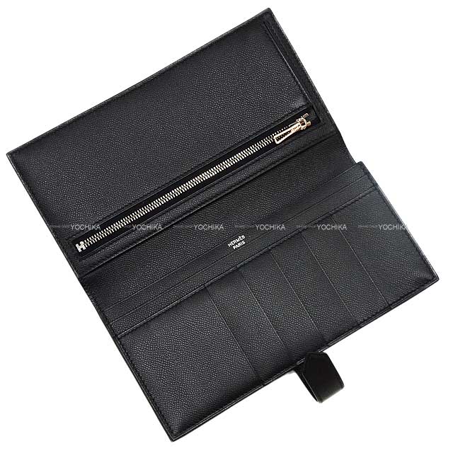 HERMES long wallet Bearn Soufflet Noir (Black) Veau madame Silver HW Stamp W[BRAND NEW][Authentic]