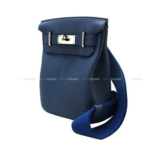 HERMES Shoulder bag Hac a Dos PM Bleu navy(7U) Veau Togo Silver HW Stamp B[BRAND NEW][Authentic]