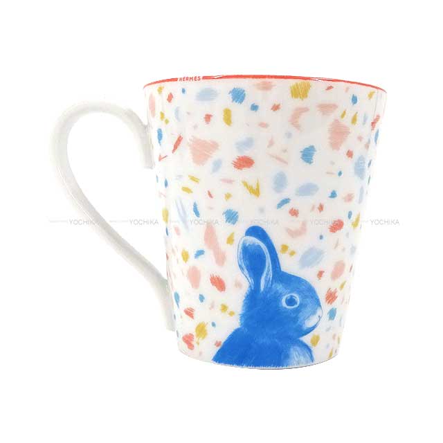 HERMES mug cup passe-passe Leopards & Hares 240ml Blanc (White)/Multicolor Porcelain[BRAND NEW][Authentic]