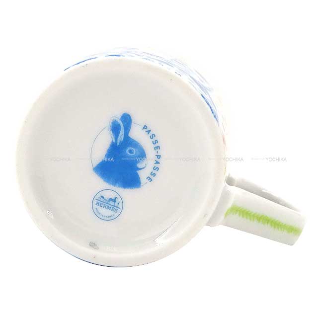 HERMES mug cup passe-passe Leopards & Hares 240ml Blanc (White)/Multicolor Porcelain[BRAND NEW][Authentic]