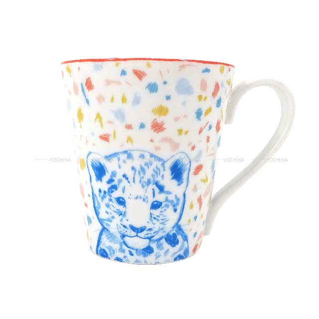 HERMES mug cup passe-passe Leopards & Hares 240ml Blanc (White)/Multicolor Porcelain[BRAND NEW][Authentic]