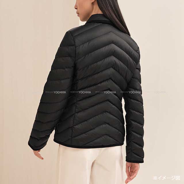 2023 AW HERMES Down jacket Quilted Overshirt Clou de Selle with Patch #34 Noir (Black) Polyester/Cotton/Rayon/Down/Feather/Cashmere Black HW[BRAND NEW][Authentic]