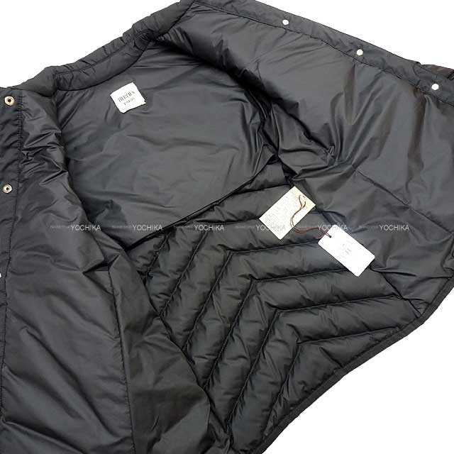 2023 AW HERMES Down jacket Quilted Overshirt Clou de Selle with Patch #34 Noir (Black) Polyester/Cotton/Rayon/Down/Feather/Cashmere Black HW[BRAND NEW][Authentic]