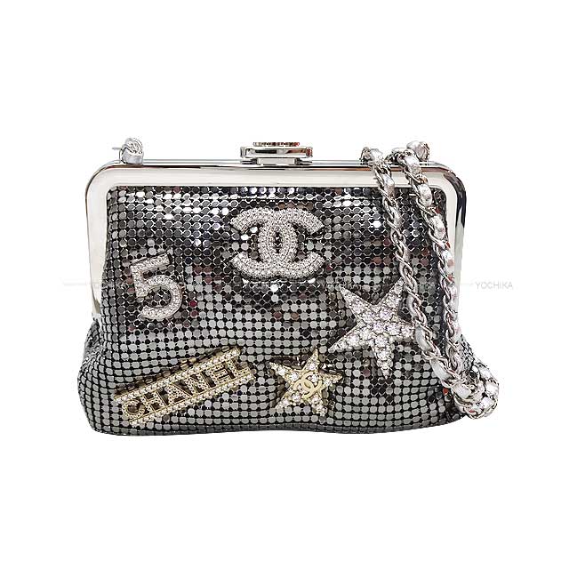 2024 coconeige CHANEL Clutch bag Logo & Star No5 Purse chain Silver Metallic mesh/Strass Metal Silver HW Metal Gold HW AP3534[BRAND NEW][Authentic]