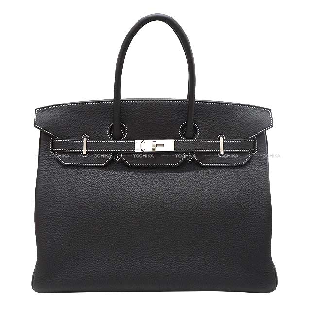 HERMES Handbag Birkin35 Personal order H knot Stamp White Stitch Noir (Black)/Gold Veau Jonathan Mat Silver HW Stamp B[BRAND NEW][Authentic]