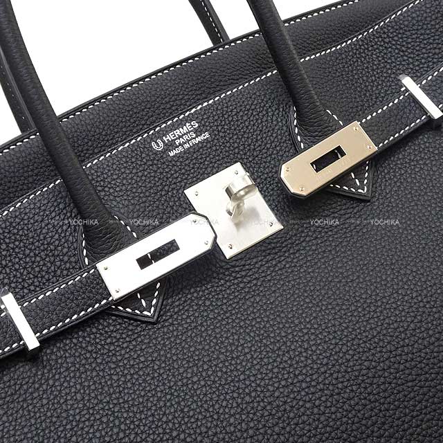 HERMES Handbag Birkin35 Personal order H knot Stamp White Stitch Noir (Black)/Gold Veau Jonathan Mat Silver HW Stamp B[BRAND NEW][Authentic]