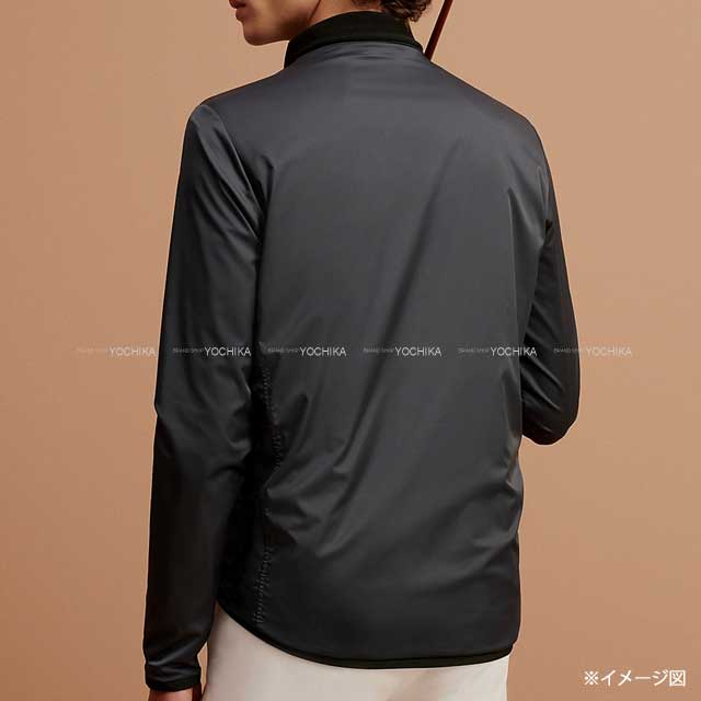 HERMES Blouson Mens Zip up warm‐up #L Navy/Noir (Black) 92% nylon/8% polyester L Silver HW[BRAND NEW][Authentic]