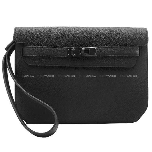 HERMES Clutch bag Kelly Depeche 25 Clutch Monochrome So Black Noir (Black) Veau Togo Matte Black hardware Stamp B[BRAND NEW][Authentic]