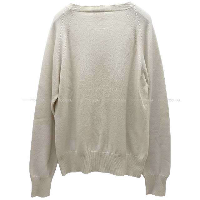 [Pre-loved] CHANEL Sweater Long sleeves knit Print Blanc (White)/Navy Cashmere100% P44144[LIKE NEW][Authentic]