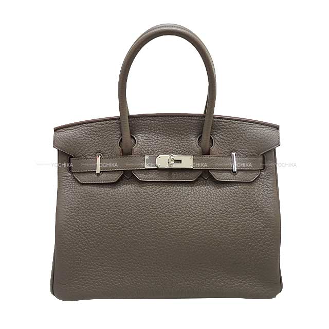 HERMES Handbag Birkin30 Etain Epsom Souple Silver HW Stamp □Q[EXCELLENT][Authentic]