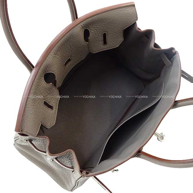 HERMES Handbag Birkin30 Etain Epsom Souple Silver HW Stamp □Q[EXCELLENT][Authentic]