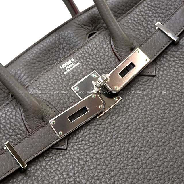 HERMES Handbag Birkin30 Etain Epsom Souple Silver HW Stamp □Q[EXCELLENT][Authentic]
