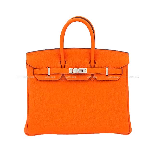 HERMES Handbag Birkin25 Orange Minium Veau Togo Silver HW Stamp B[BRAND NEW][Authentic]