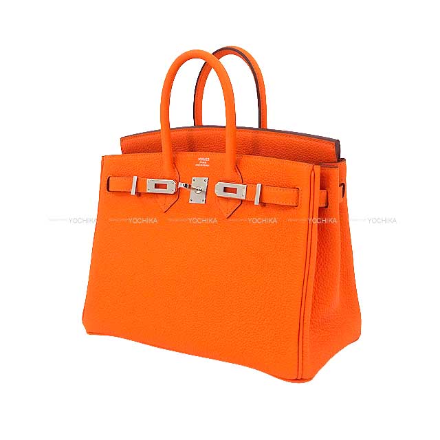 HERMES Handbag Birkin25 Orange Minium Veau Togo Silver HW Stamp B[BRAND NEW][Authentic]