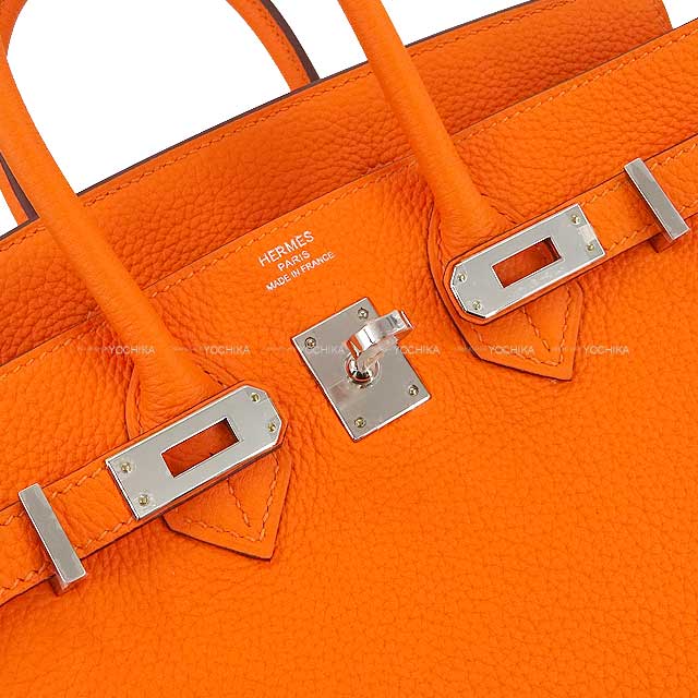 HERMES Handbag Birkin25 Orange Minium Veau Togo Silver HW Stamp B[BRAND NEW][Authentic]