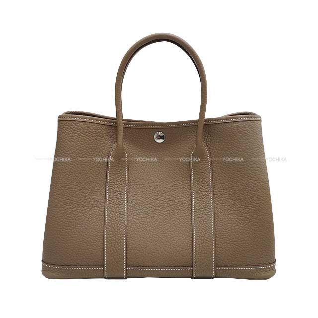 HERMES tote bag Garden Party 30 TPM All Leather Etoupe Veau Negonda Silver HW Stamp C[EXCELLENT][Authentic]