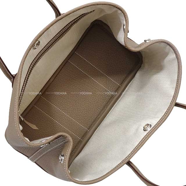 HERMES tote bag Garden Party 30 TPM All Leather Etoupe Veau Negonda Silver HW Stamp C[EXCELLENT][Authentic]