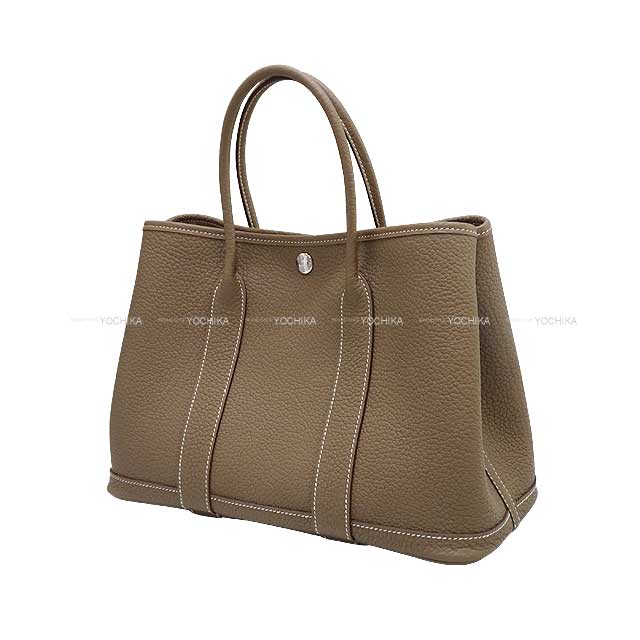 HERMES tote bag Garden Party 30 TPM All Leather Etoupe Veau Negonda Silver HW Stamp C[EXCELLENT][Authentic]