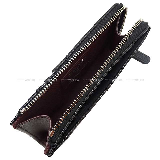 CHANEL card holder Timeless Classic Zipped Coin Card Holder Matelasse COCO Mark Noir (Black)/Bordeaux Graind Calf(Caviarskin) Champagne Gold HW AP3179[EXCELLENT][Authentic]
