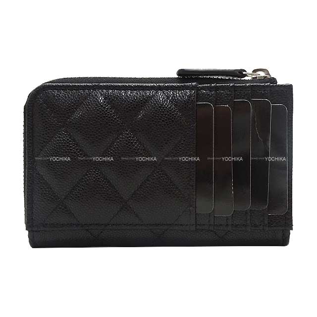 CHANEL card holder Timeless Classic Zipped Coin Card Holder Matelasse COCO Mark Noir (Black)/Bordeaux Graind Calf(Caviarskin) Champagne Gold HW AP3179[EXCELLENT][Authentic]