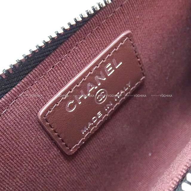 CHANEL card holder Timeless Classic Zipped Coin Card Holder Matelasse COCO Mark Noir (Black)/Bordeaux Graind Calf(Caviarskin) Champagne Gold HW AP3179[EXCELLENT][Authentic]