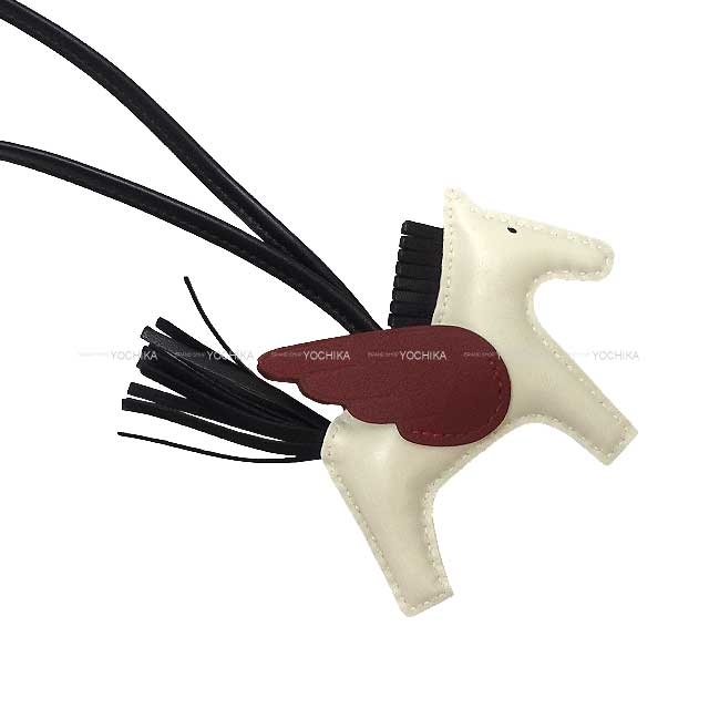 HERMES bag charm Rodeo Pegasus PM Craie/Rouge H/Noir (Black) Agneau Milo/Veau Swift Stamp B[EXCELLENT][Authentic]