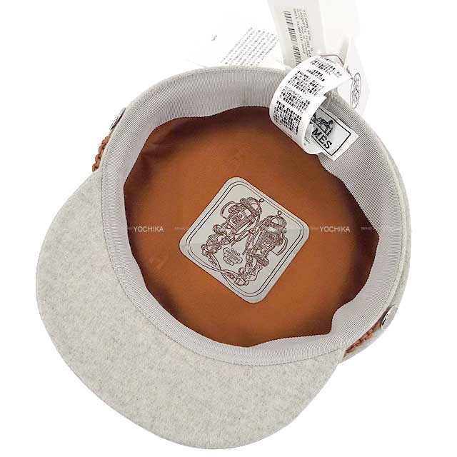 HERMES Casquette Hat Casket Deauville Deauville #56 Gold Silver HW
